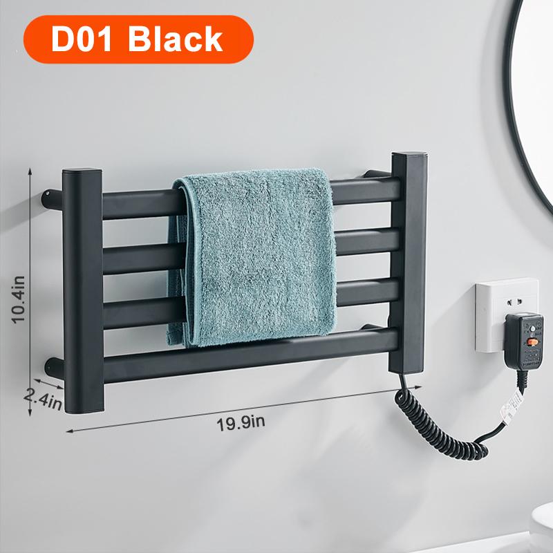 50W Smart Thermostatic Aluminum Bathroom Heated Towel Rack Electric Heating Towel Rail Shelf Clothes Sterilizing Towel Warmer Dryer 220V 50Hz