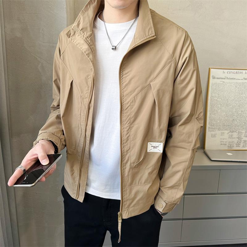 Herbst Herren Casual Sportlich Atmungsaktiv Outdoor Stehkragen Reguläre Jacke Lockeres Material