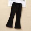 Girls' Winter and Spring Flared Pants Fleece Lined Cute Bell Bottom Trousers Korean Style Fashionable Warm Leggings for Baby Toddler Kids