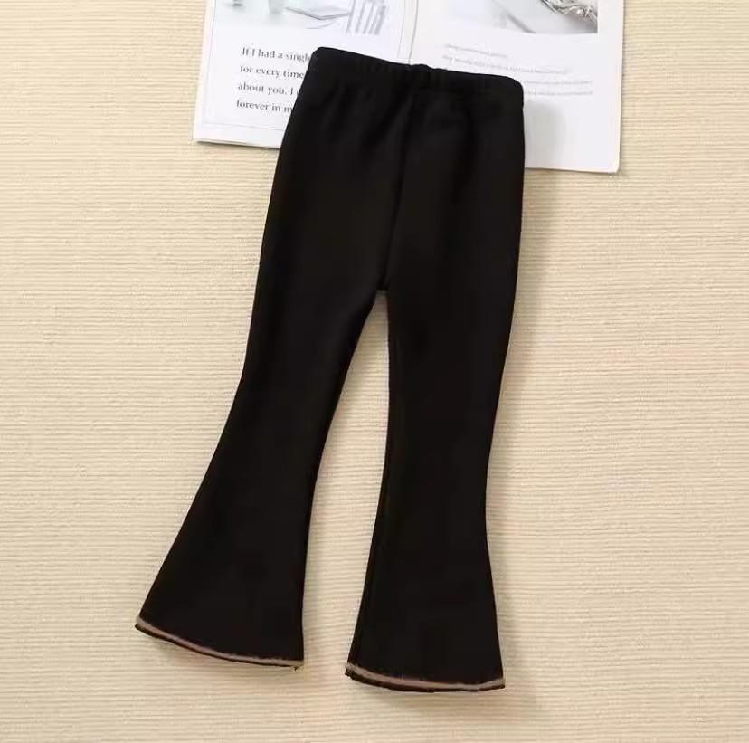 Girls' Winter and Spring Flared Pants Fleece Lined Cute Bell Bottom Trousers Korean Style Fashionable Warm Leggings for Baby Toddler Kids