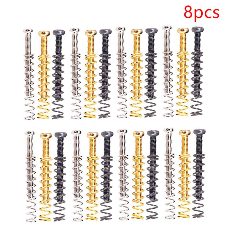 8Pcs Humbucker Pickup Screws Straight Springs Set Replacement Parts Pickup Mounting Ring Screws For Electric Guitar /Bass