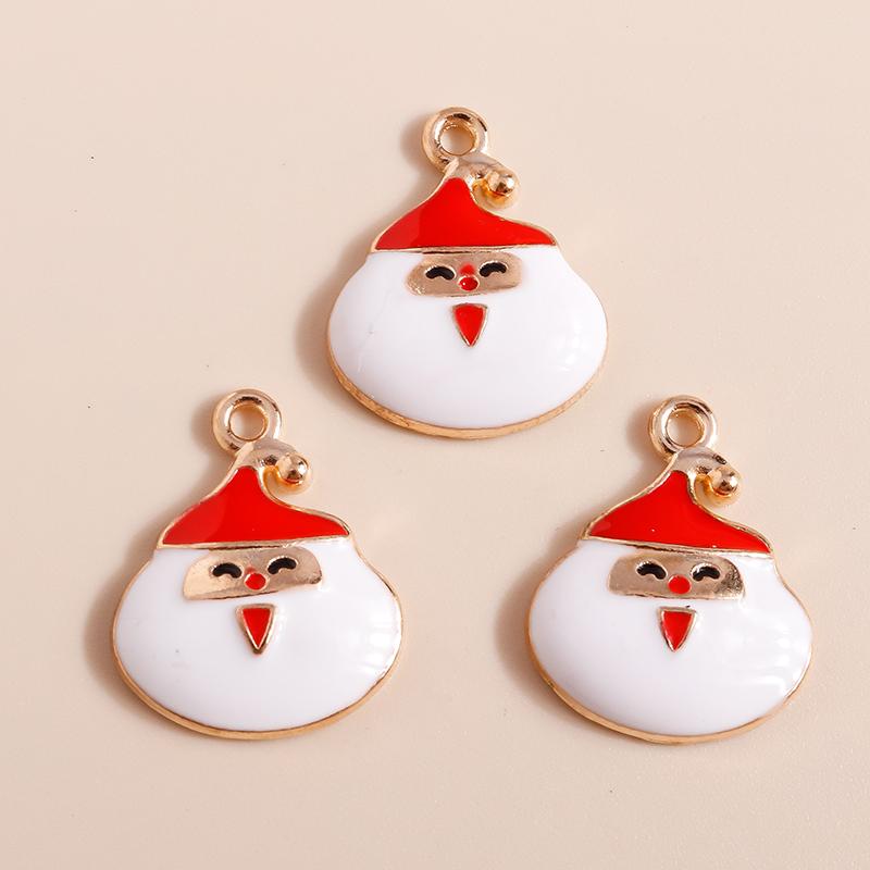 10pcs Enamel Christmas Tree Snowman Pendants Charms for Jewelry Making Earrings Necklace DIY Bracelet Accessories Supplies