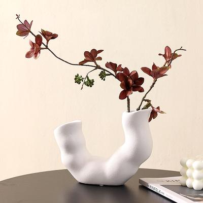 Keramik-Ornamente Geometrische Rohr-Blumenvase Unregelmäßige Verdrehte Blumenanordnung Terrarium Heimdeko-Zubehör