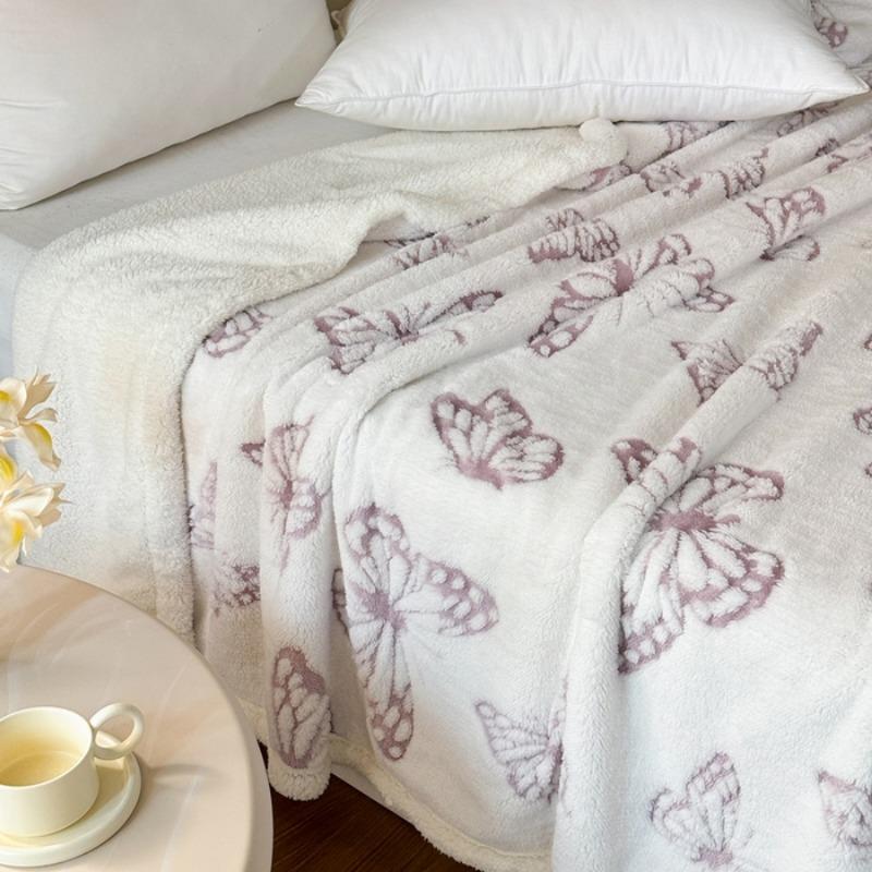 Double Cationic Jacquard Butterfly Yarn Multifunctional Blanket Taft Lamb Fleece Blanket