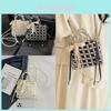 Elegant Simulation Pearl Women Single Shoulder Woven Bag With Lace Bow Decor For Daily Use