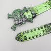 Unisex Y2K Rhinestone Skull Punk Belt with Rivet and Python Skin Design