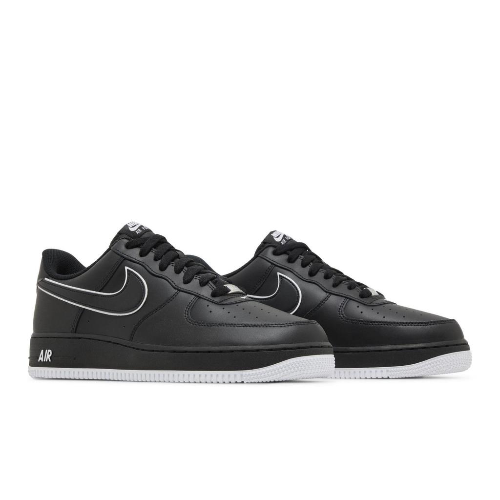 Nike Air Force 1 '07 'Black White Outlined Swoosh' (Unisex) Black / Black / White Skateboard Shoes DV0788 002