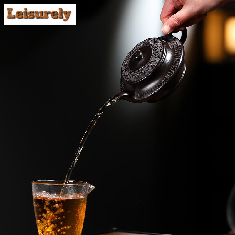 230 ml Yixing Fialové hliněné čajové konvice Umělci Ručně vyráběná konvička Raw Ore Dahongpao Konvice na redukci praženého bahna s infuzérem Čajová sada Zisha