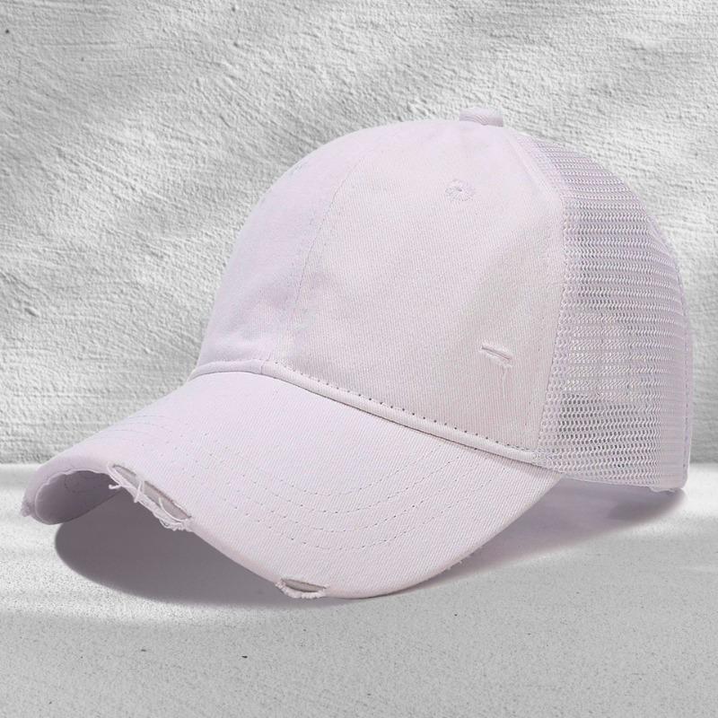 Washed mesh cap soft top light plate holes summer breathable sun protection new casual hollow mesh cap embroidery