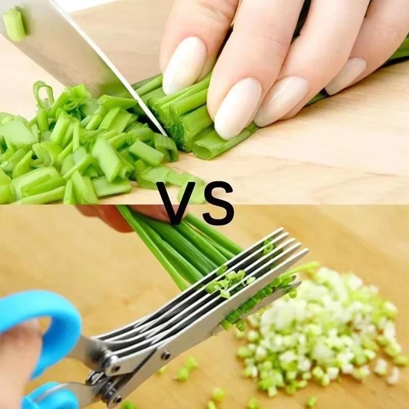 Multi-Functional Stainless Steel 3/5 Layer Kitchen Scissors Pepper Shredded Chopped Scallion Cutter Laver Cut Cooking Tool