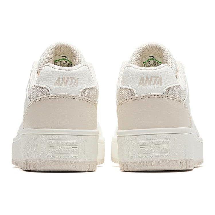 Anta First Year Synthetic Leather Abrasion Resistant Height Increasing Low top Skateboard Shoes Women's White Gray 922628068F-6