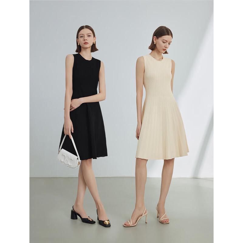 LANCY French Style Sleeveless Knit Waist-Cinching Dress