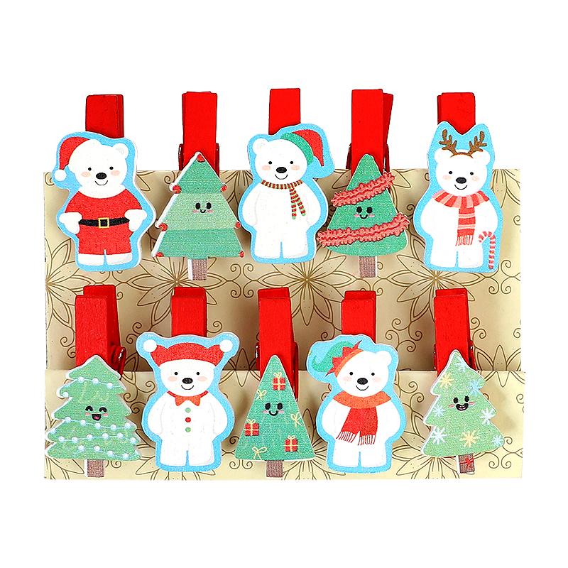 10 ks vánoční dřevěné spony Domácí závěsné foto nástěnné dekorace DIY ručně vyráběné výrobky 2025 novoroční party potřeby Navidad dětský dárek