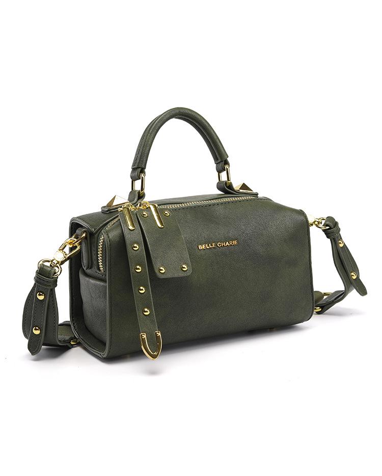 Olive Green Retro Women's Handbag with Cute Pendant - Versatile Commuter Tote