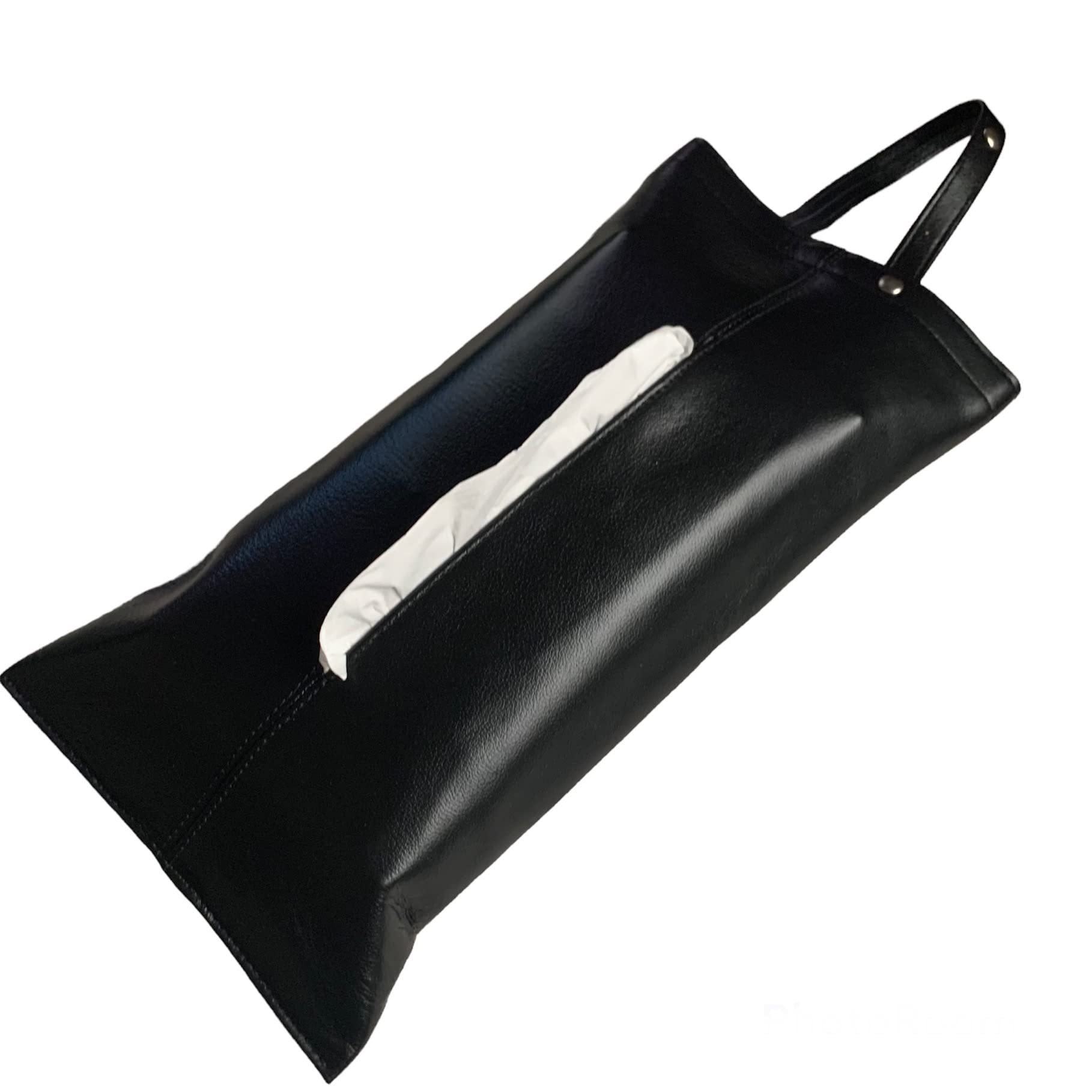 Roost Outdoors [Made with Genuine Leather] Genuine Leather Soft Leather Tissue Case, Black, Hanging/Wall Mountable, Car Accessory, Tissue Case, Tissue