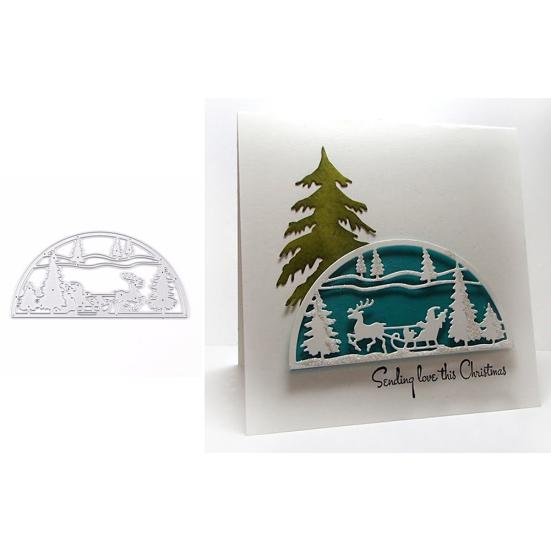 

Рождественская елка сани металлический трафарет DIY Скрапбукинг бумажная открытка фото ремесло серебряный