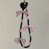Pearl Beads Cell Phone Pendant Wrist Strap Phone Lanyard Fashion Bowknot Phone Charm  Woman Girl