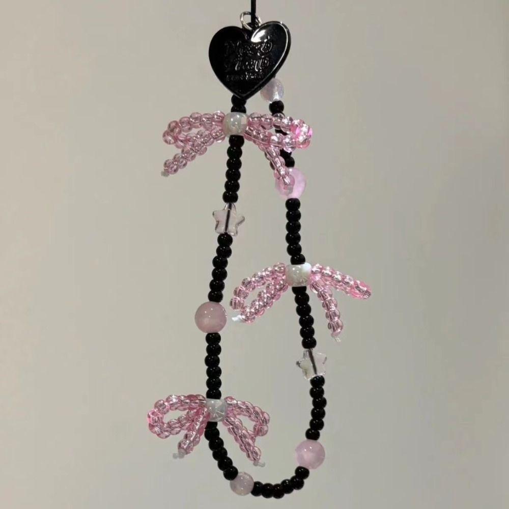 Pearl Beads Cell Phone Pendant Wrist Strap Phone Lanyard Fashion Bowknot Phone Charm  Woman Girl