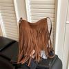 New Boho Style Fringe Crossbody Bag Vintage Suede Shoulder Bag Women's Large Capacity Casual Fringe Postman Shoulder Bag