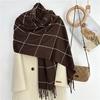 New Plaid Scarf for Women in Autumn and Winter Imitation Cashmere Korean Version Simple Versatile Warm Shawl Student Style Tassel Scarf