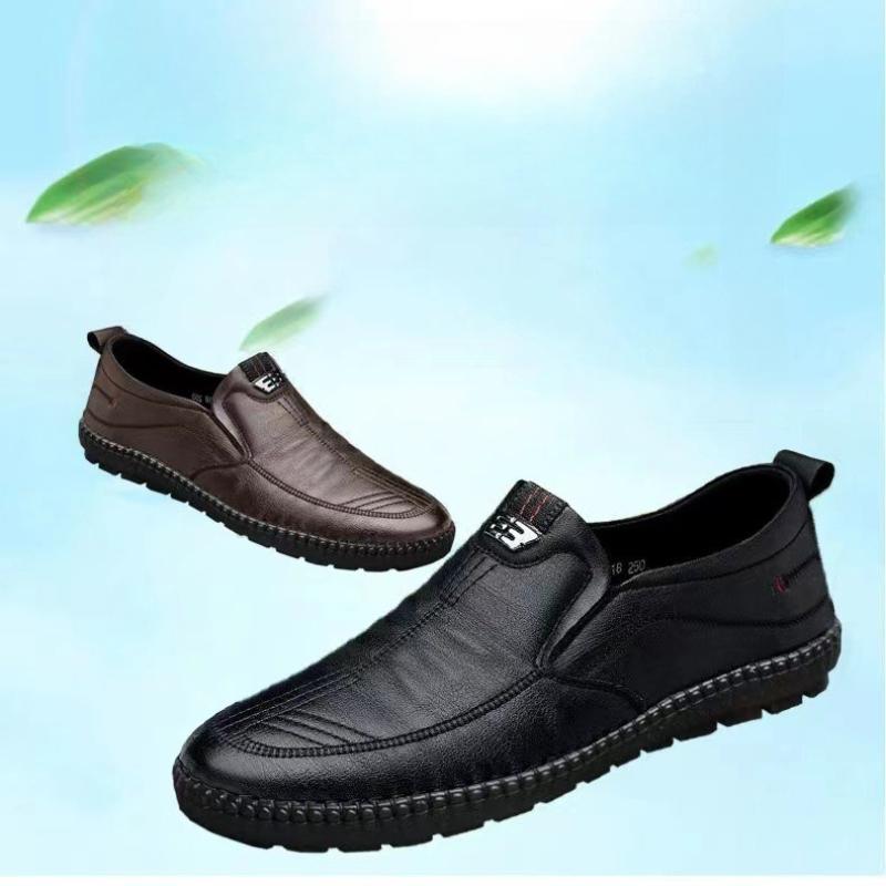 Pánské kožené boty Měkký povrch Nové business casual boty Boty pro střední věk a seniory Módní řidičské boty