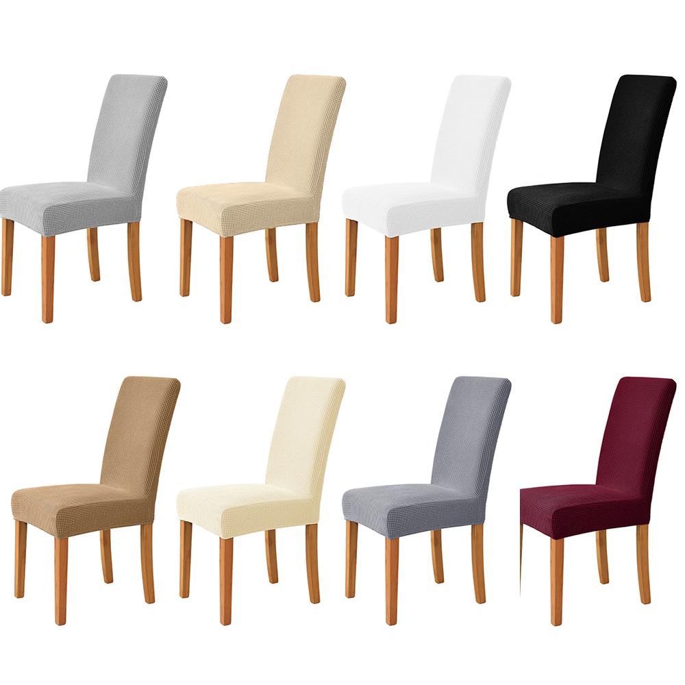 Corn Kernel Textured Stretch Fabric Chair Cover With Back Long Dining Room Seat Protector For Wedding Hotel Banquet