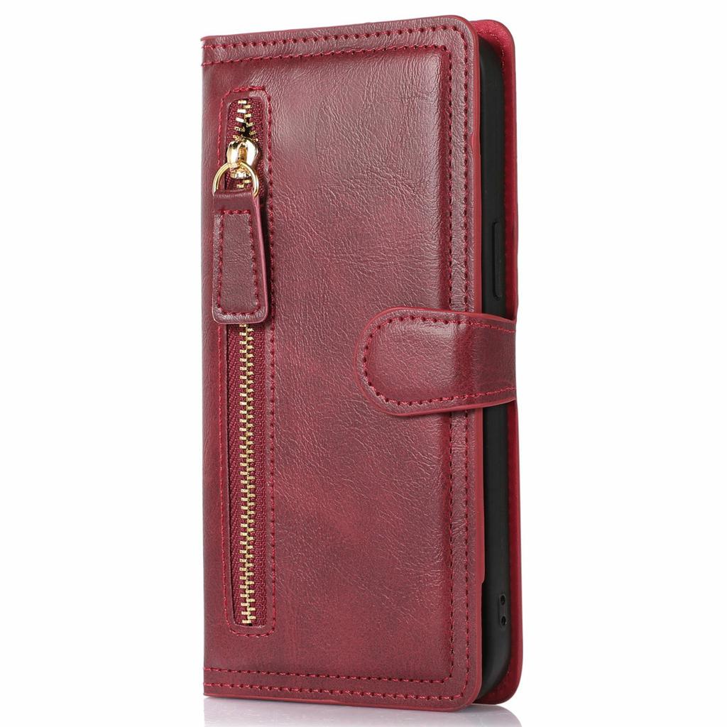 For iPhone 16e Case Zipper Flip Leather Phone Cover with Card Holder
