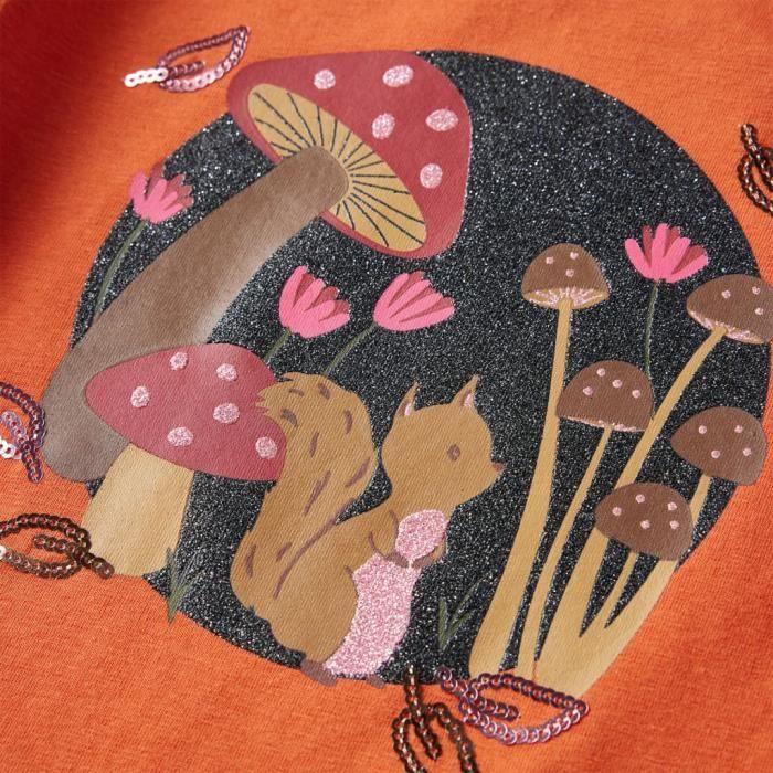 T-shirt enfants à manches longues imprimé écureuil 2 couleurs et 5 dimensions disponibles
