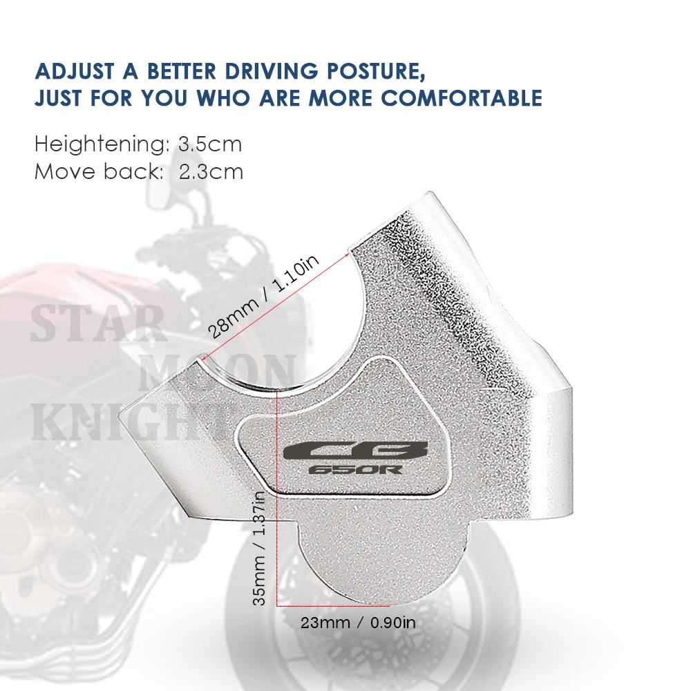 For Honda CB650R CBR650R CB650F CB650 Motorcycle Handlebar Riser Bar Mount Handle Clamp 28mm 1 1/8" Extend