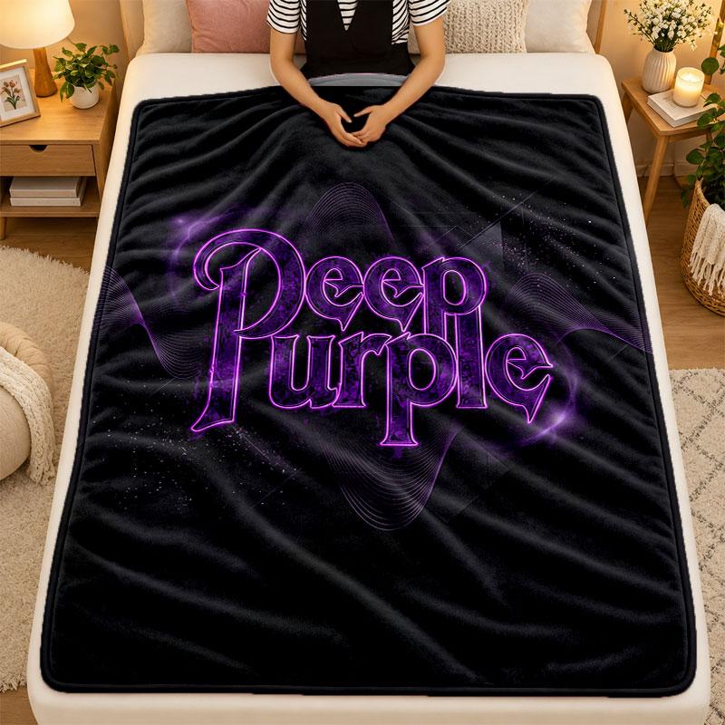 Flannel BlanketDeep Purple Warm Soft Throw Blanket for Indoor Sofa Bed Living Room Use