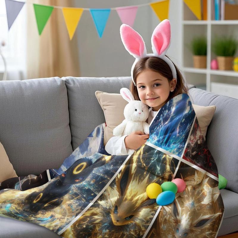 Pokémon Eeveelutions Collage Flannel Blanket Soft Warm Plush Throw For Sofa Bed Cover Travel Camping Nap Cape Shawl Fans Gift