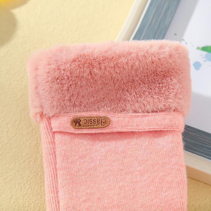 Warm Gloves  Female Fingers Velvet Padded Cashmere Like Students' Hands Anti Freezing Cold Proof and Windproof  Driving and Cycling.