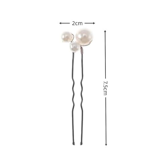 9-Piece Pearl Hair Pins Set - Small & Large Sizes - Bridal, Wedding, Party, Graduation, Kimono, Everyday Wear - Silver Tone