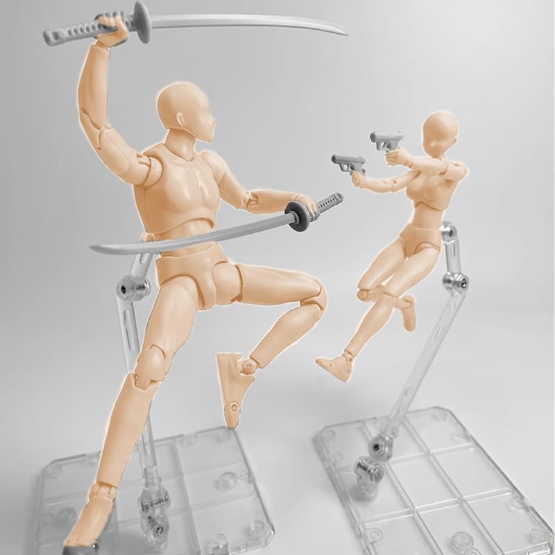 AAGWW Sketch with Model Muscular Doll Painting Doll Display 1 Male Doll 1 Female Doll, Articulated, Stand, Poseable, Doll, Body, Model, Tool, (Product