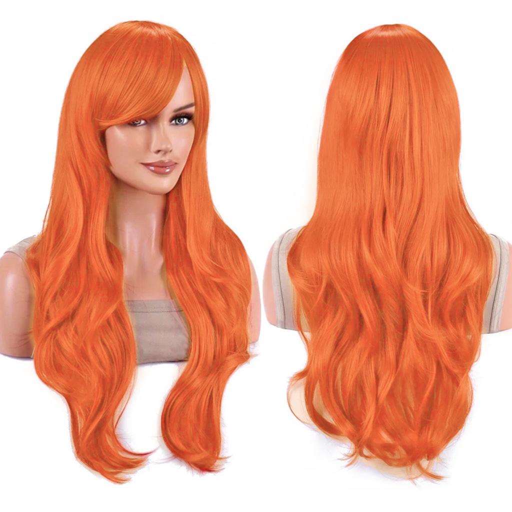Parrucche Colorate Sintetiche Ondulate per Cosplay Lunghe 70cm con Frangia Parrucca Costume per Donne