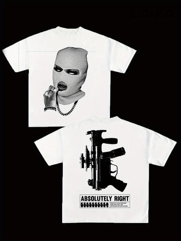 Men's Y2K Graphic T-Shirt Double-Sided Print Casual Short Sleeve Crew Neck Summer Tee with Bold "ABSOLUTELY RIGHT" Tops