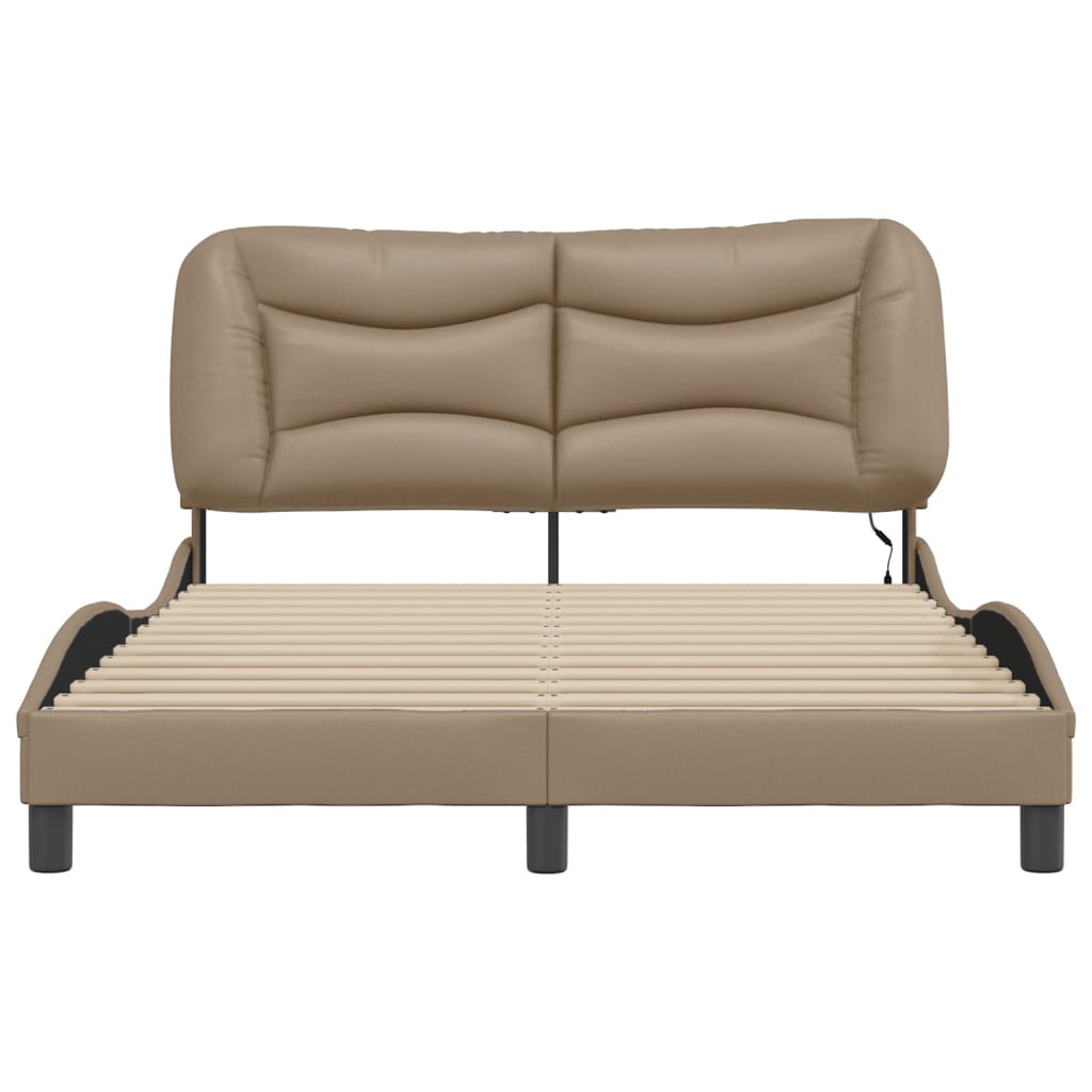 LED Bed Frame without Mattress Hvar Cappuccino Brown 120x200 cm