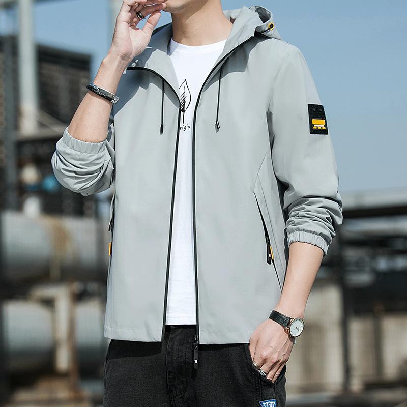 Spring Jacket Men's Hooded Jacket Youth Thin Jacket Outdoor Sports Casual Jacket Plus Size 5XL