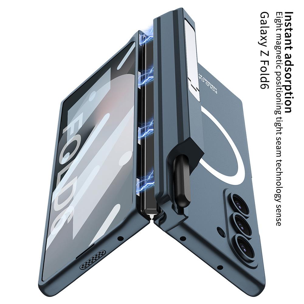 Samsung Z Fold6 Mobile Phone Case Magnetically Absorbed Wireless Charging Pen Case with Bracket Shell Film Integrated Hinge Full Enclosure