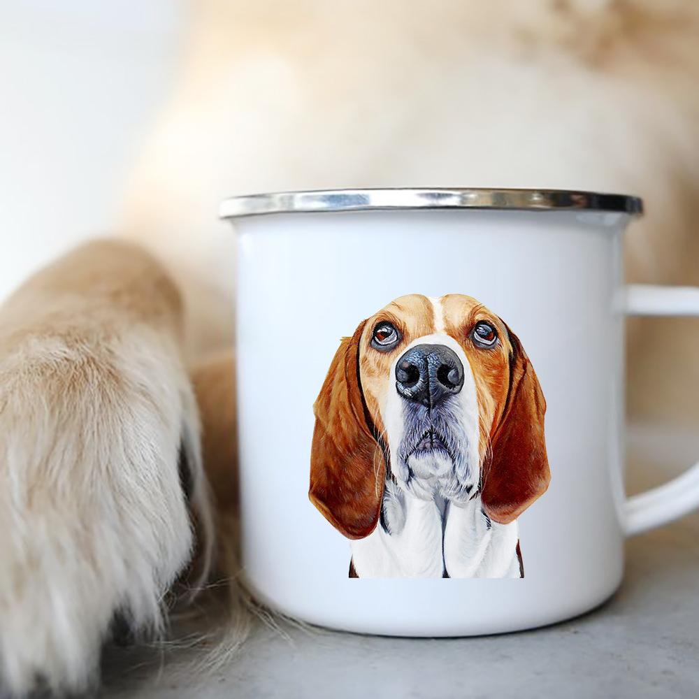 Original Mugs Coffee Cups to Sublimate Cute Dog Printed Enamel Coffee Tea Mugs Office Home Party Beer Drink Cola Cups Travel Cup