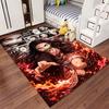 **Fierce Anime Girl with Flames** suitable as a non-slip mat for the living room or bedroom sofa