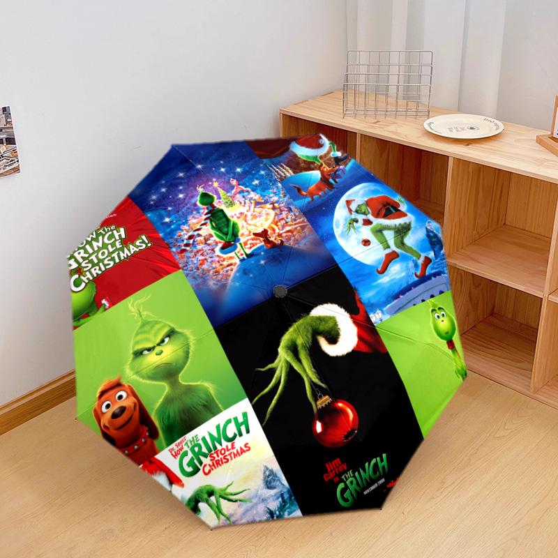 Grinch Christmas Automatic Umbrella - Suitable Travel Outdoor Portable Umbrella Birthday Gift Daily Essentials