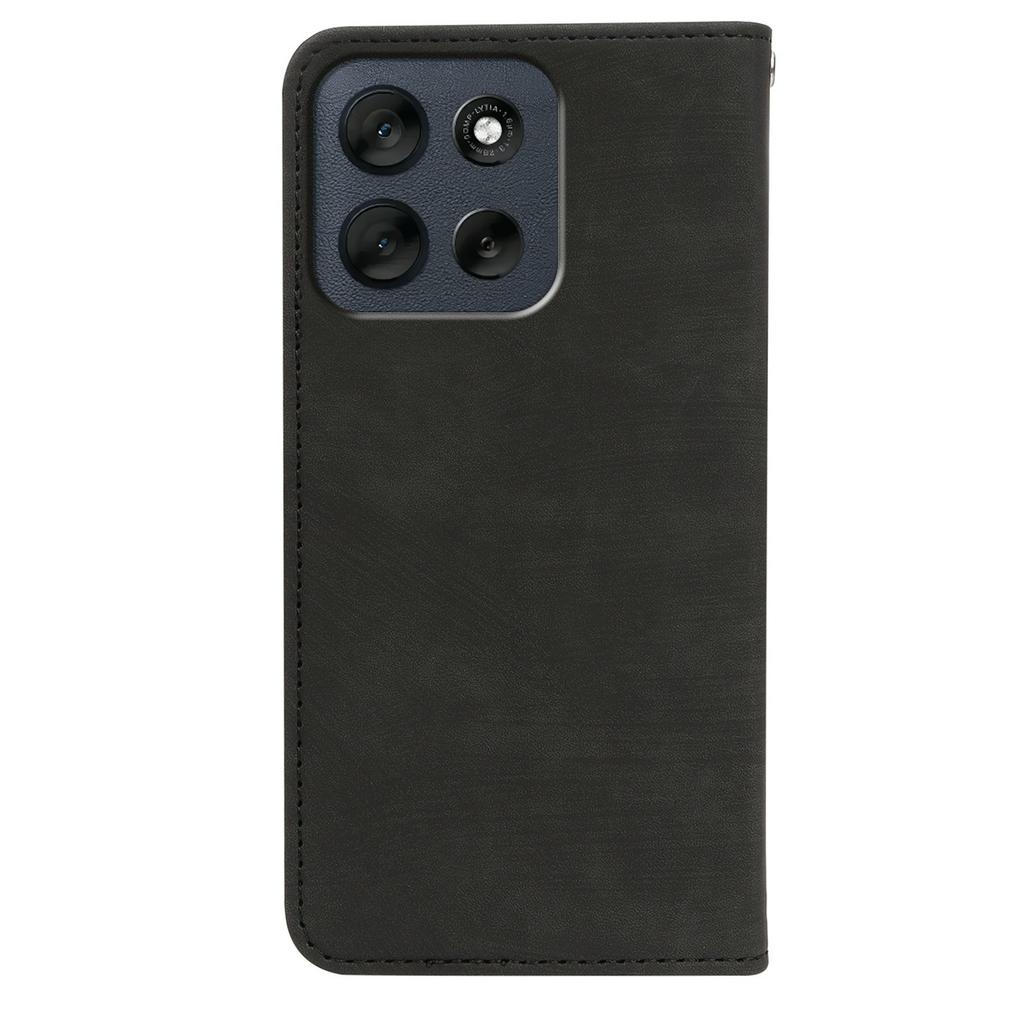 For Motorola Moto G56 5G Case Strong Magnetic Leather Wallet Phone Cover with Striped Texture