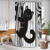 VIKAMA Cartoon Big-Eyed Black Cat Shower Curtain Machine Washable Easy Care Nordic Modern Minimalist Bathroom Style