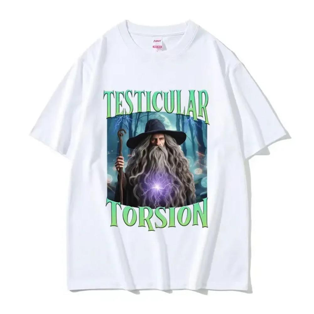 Schattenmagier Lustiges T-Shirt Hodenverdrehung Meme Grafik T-Shirt Männer Frauen Retro Gothic Übergroßes Kurzarm-T-Shirt Tops