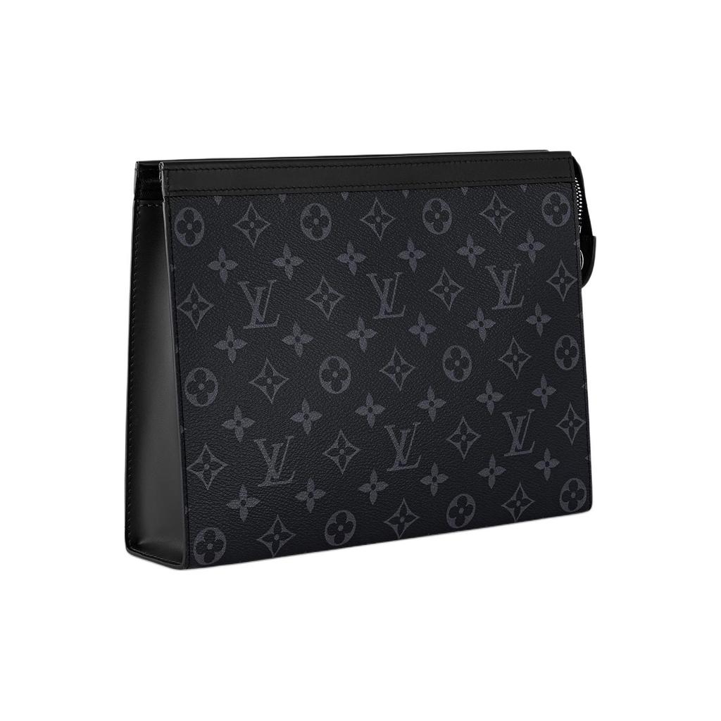 Louis Vuitton Pochette Voyage MM Black Monogram Eclipse Canvas Men Pouches M61692
