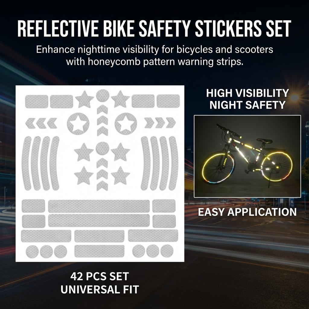 Honeycomb Reflective Stickers For Bicycle And E-Bike High-Visibility Safety Warning Strips Waterproof Sunproof