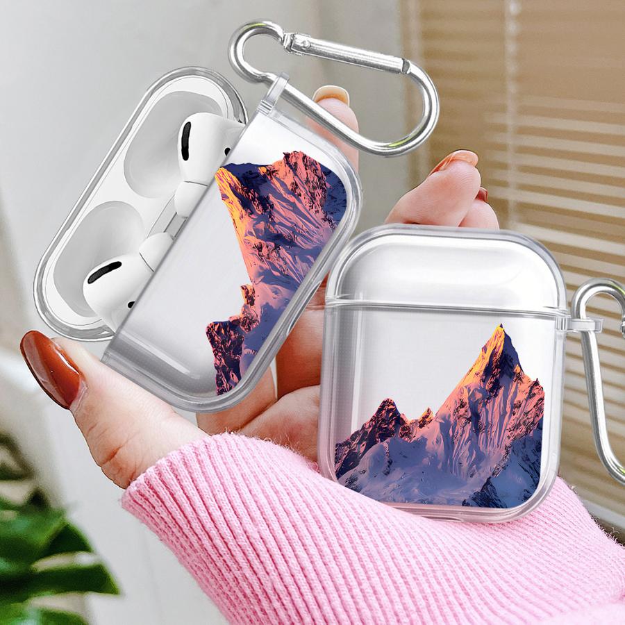 Case For Airpods Pro3 Pro2 1 4 2 Pro 3 Clear Earphone Cases Cover Snow Mountain Range