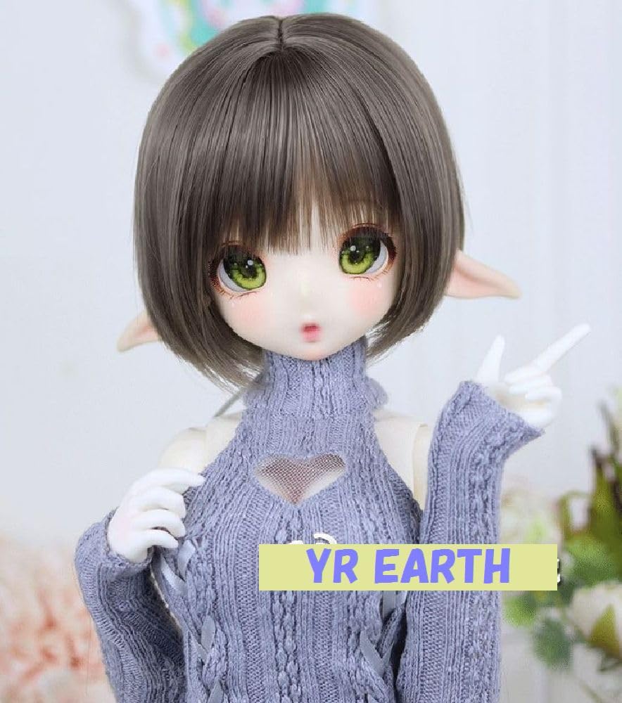 Heat-resistant Wig for Dolls, ST166, Bob Hair, Light Brown, Head Circumference 22-23cm, DD Compatible Wig