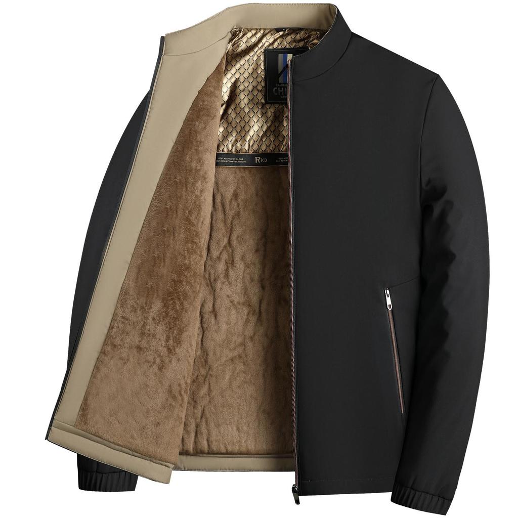 Men's Plus Velvet Thick Cotton Jacket for Autumn/Winter – Middle-aged & Elderly